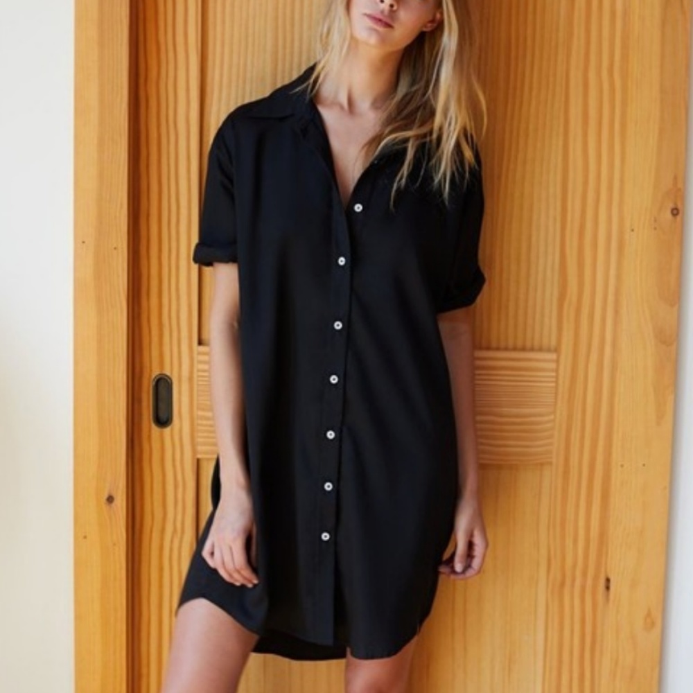 Emerson Fry Black Sleeve Shirtdress